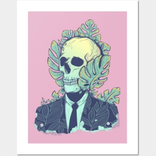 Botanical skull man Edit Posters and Art